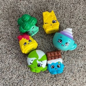 Bundle of six shopkin squishy toys